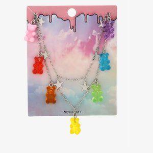 Cute Neon Gummy Bear Layered Star Necklace